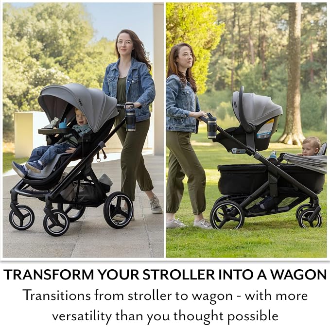 Evenflo Transformer Stroller to Wagon Travel System Featuring LiteMax NXT Infant Car Seat (Fog Gray)