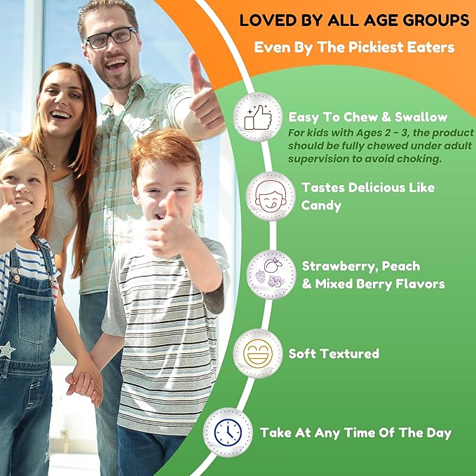 Gummies végétariennes de vitamine D3 SHIFAA NUTRITION pour adultes et enfants | 45-90 portions, 2 000 UI / 1 000 UI | Sans OGM, sans gluten, sans gélatine | Soutient les os, les muscles et le système immunitaire Vitamines Halal