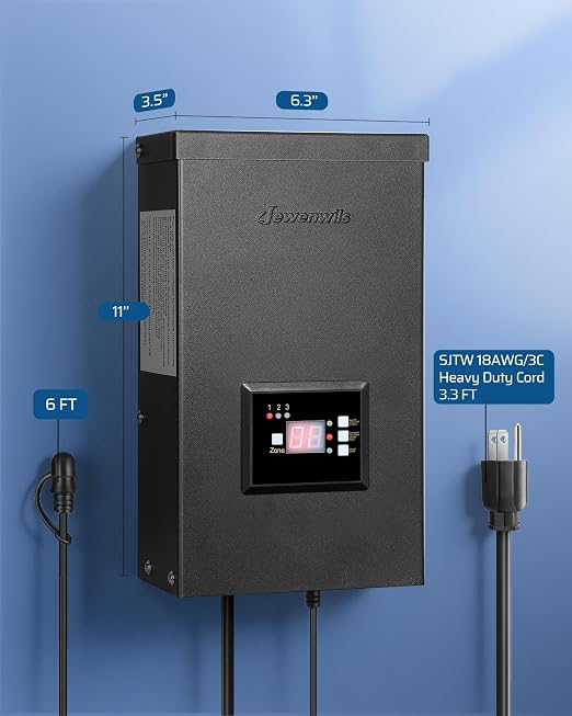 DEWENWILS 200W Low Voltage Transformer with 3 Independent Control Outputs, Landscape Transformer with Timer and Photocell Sensor, 120V AC to 12V/14V AC, Weatherproof, ETL Listed