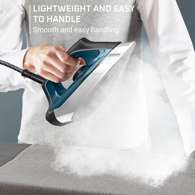 Rowenta Steam Station, Stainless Steel Soleplate, Professional Iron Steamer for Clothes, 1.1L Removable Tank, Fast Heat Up, 1800 Watts, Blue Clothes Iron, DG8624