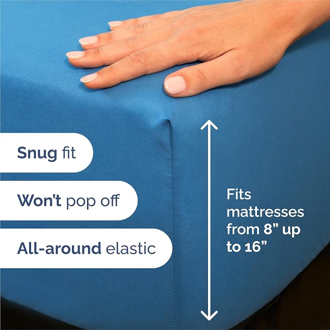 King 6 Piece Sheet Set - Comfy Breathable & Cooling - Ultra-Soft Hotel Luxury Bedding Set with 8-16 Inch Deep Pockets - 1 Flat & 1 Fitted Sheet & 4 Pillowcases - Wrinkle Free & Easy Care - Denim Blue