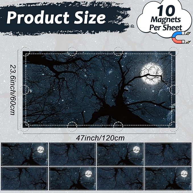 8 Pcs Fluorescent Light Covers with 80 Magnets Decorative for Classroom Ceiling Lights 4 x 2 Feet Magnetic Light Cover Filter Easy Install for Office Hospitals Drop Home Ceiling Supplies (Dark Forest)