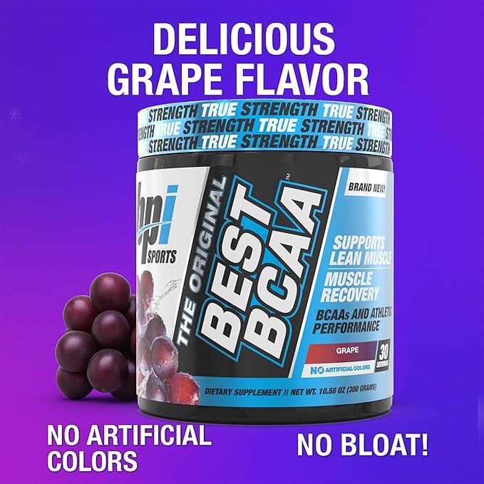 BPI Sports Best BCAA Powder - Muscle Recovery Support - Branched Chain Amino Acids | Building Blocks of Protein and Muscle - Post Workout Recovery - Hydration - Grape