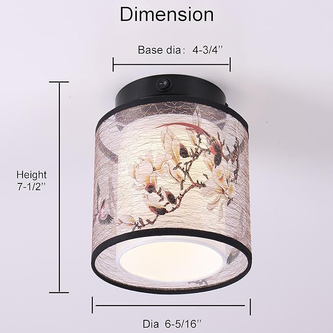 Decorative 12V RV LED Pendent Dining-Room Lamp with in-Built LED (not Replaceable), 12V RV Interior Light Fixture with On&Off Switch for RV Motorhome Camper Trailer, Fabric Shade