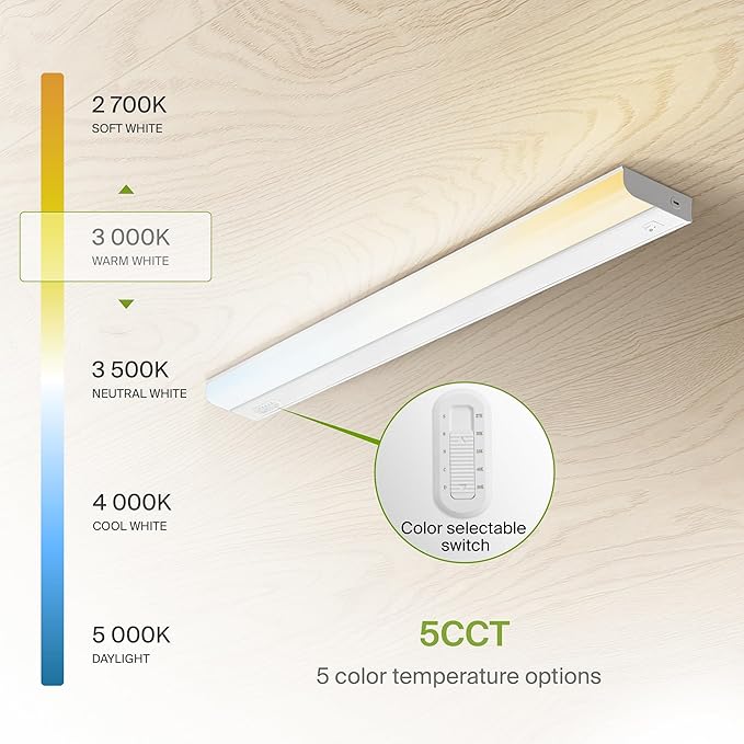 ASD LED Under Cabinet Lighting Hardwired, 32 Inch 16W 2700K-5000K Selectable, 1436LM, CRI90+, Direct Wire Linkable Under Counter Lights for Kitchen, Dimmable Under Cabinet Lights, White, UL, 12 Pack