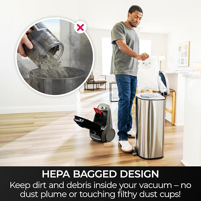 Kenmore BC3006 400 Series Pet Friendly Lightweight Bagged Canister Vacuum Cleaner 2-Motor Design with Hair Eliminator Brushroll, HEPA, LED Headlight，Extended Wand and Auto Cord Rewind, Anthracite