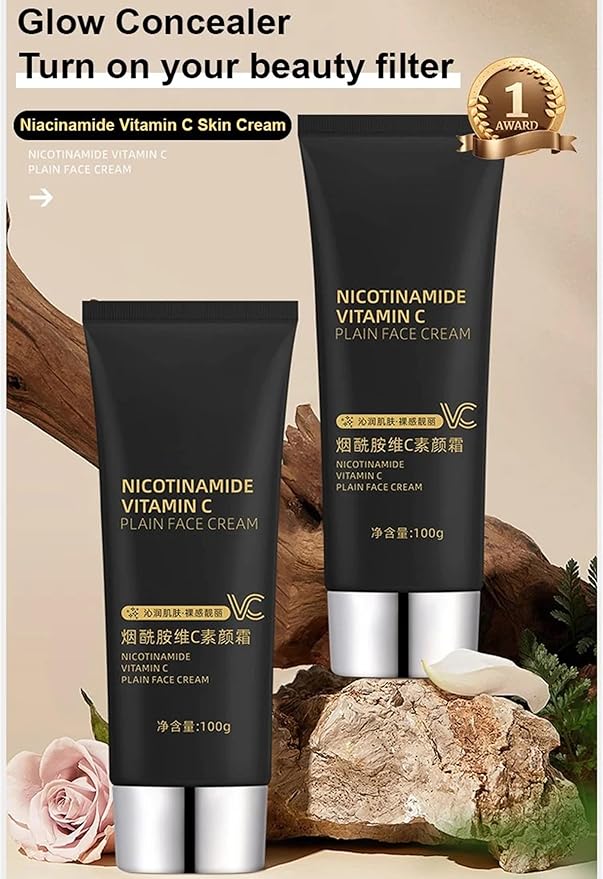 Crème visage Niacinamide Vitamine C tube noir, Crème visage simple Niacinamide Vitamine C, Crème hydratante anti-âge pour le visage pour réduire les rides, les ridules et raffermir la peau