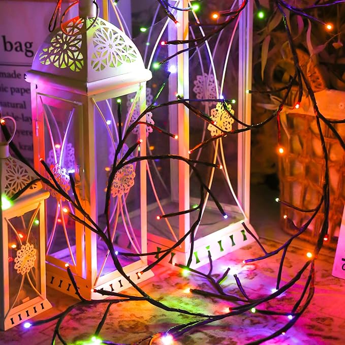 96 LED Willow Vine Lights 6FT Enchanted Wall Decoration Vine Lights Tree Branches Light 8 Modes for Home Indoor Wall Decoration (Multi-Colored)