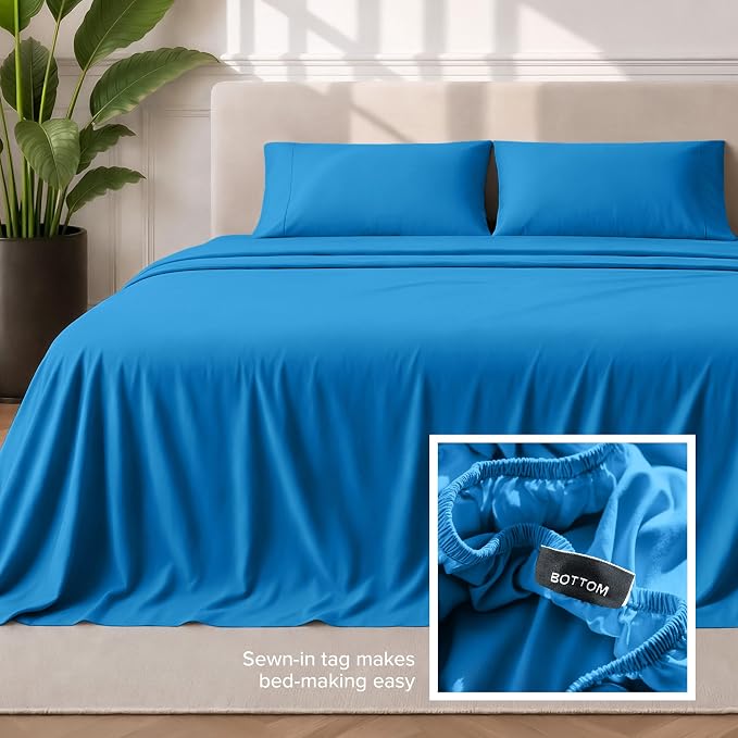 Bare Home Twin Sheet Set - 1800 Ultra-Soft Microfiber Twin Bed Sheets - Double Brushed - Deep Pockets - Easy Fit - 3 Piece Set - Bedding Sheets & Pillowcases (Twin, Medium Blue)