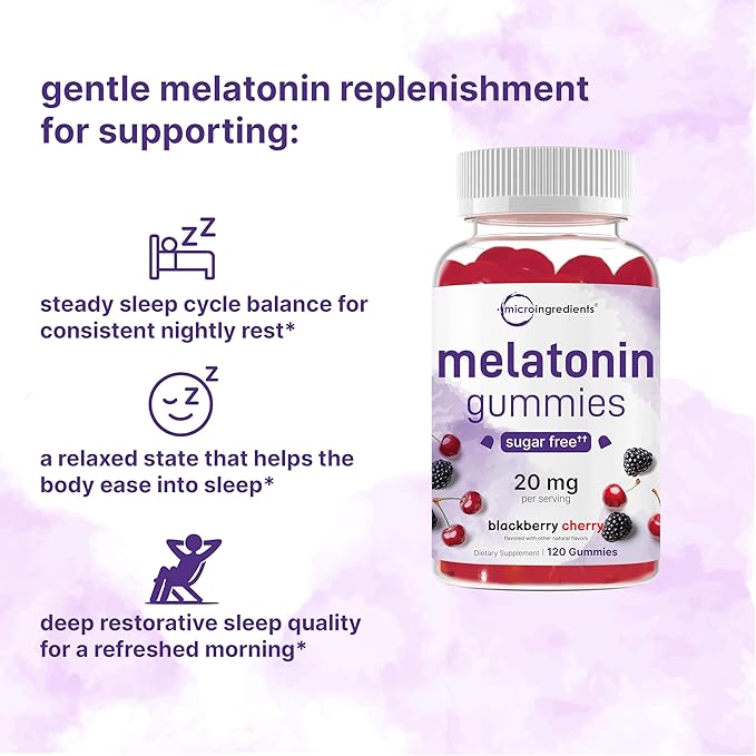 Micro Ingredients Melatonin Gummies & Vitamin D3 10,000IU + K2 Softgels | Bundle | Sugar-Free BlackBerry Cherry Flavor | No Drug, Non-Habit-Forming Ingredients | D & K Sunshine Vitamins + Coconut Oil
