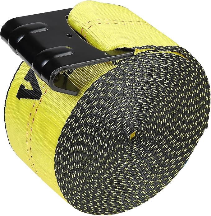 VEVOR Truck Straps, 4" x30' Heavy Duty Tie Down w/Flat Hooks 18,000lbs Break Strength, WLL# 6000lbs, Cargo Straps tie Down for Flatbeds, Trucks, Trailers, Farms, Rescues, Tree Saver, Yellow(10 Pack)
