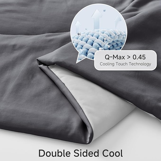 HOMFINE Cooling Comforter 107"x89" Size, Grey Summer Cooling Blanket for Hot Sleepers and Night Sweats, Japanese Double-Sided Cold Tech Fabric Q-Max 0.45, Soft Breathable Silky Smooth Lightweight