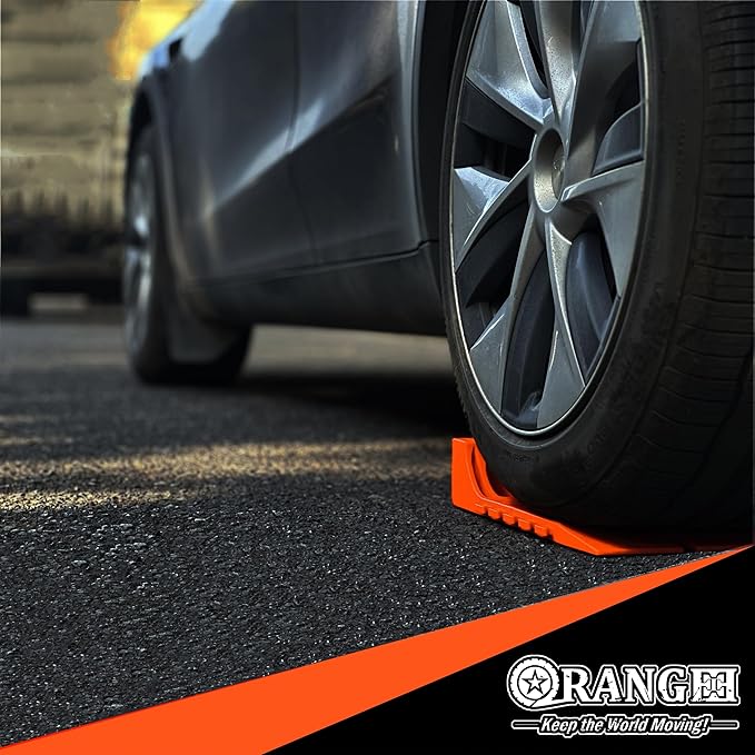 ORANGEE® 4 Pack Interlocking Tire Skate for Tow Truck, Rollback Wrecker Truck Neon Orange Color