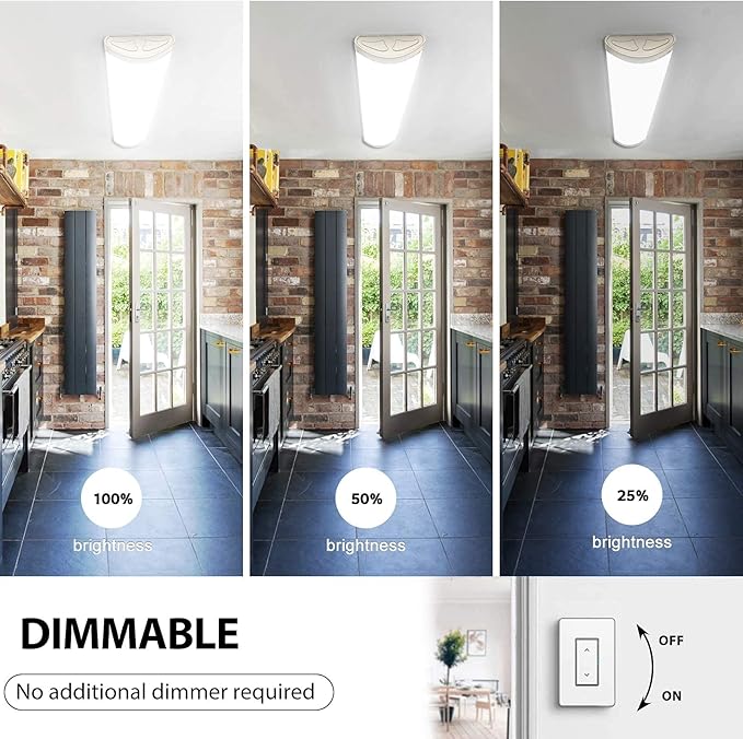 Dimmable 4FT LED Kitchen Puff Ceiling Lights, 40W, 4800LM, 4000K, 4 Foot LED Linear Fixture 48 Inch Flush Mount Wraparound Shop Light for Garage, Office, Fluorescent Tube Replacement
