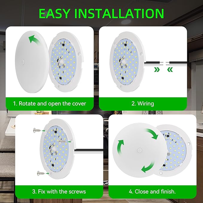 RV Light Interior 12V, 5Inch RV Ceiling Dome Light, LED Puck Lighting with ON/Off Switch, 700LM Camper Lighting Fixture for Boat Camper Trailer Car (Cool White 2Pack)