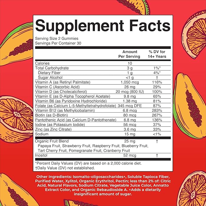 Gummies Multivitaminées MaryRuth's pour Hommes | Vitamines A, C, D, E, B6, B12, Biotine, Zinc | Métabolisme Énergétique | Immunité | Santé des Os | Santé Cellulaire | Végan | Sans OGM | Sans Gluten et sans Sucre | 60 Unités