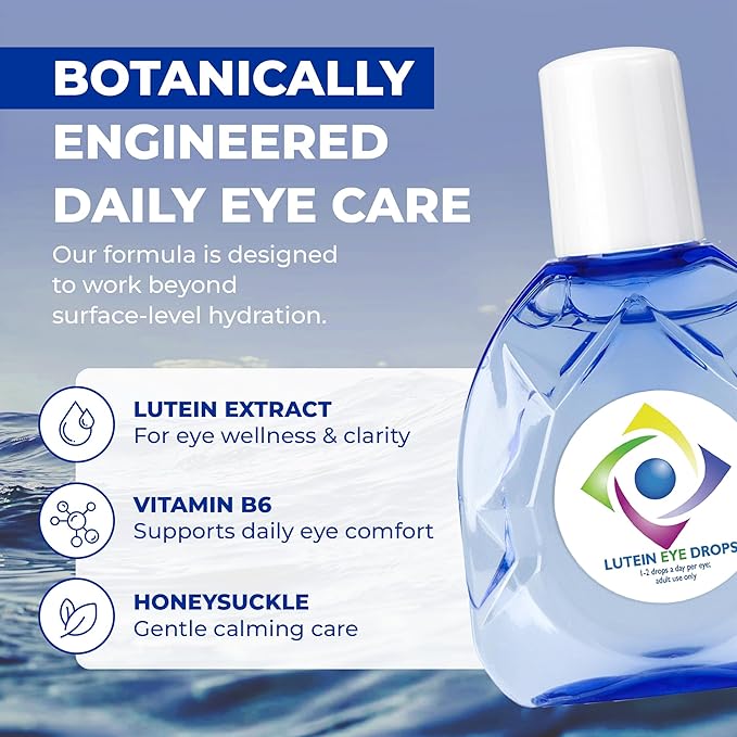 BUIE Lutein Eye Care Drops – Daily Hydration & Comfort for Dry, Tired Eyes – Preservative-Free, Lens-Friendly Formula – 0.5 fl oz (Pack of 3)