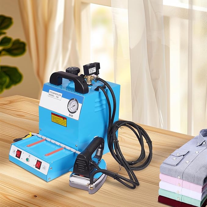 Laundry Boiler Steamer Iron, 1600W Commercial Curtain Electric Iron with Boiler, Steam Quantity & Temp Adjustable Countertop Ironing Station, for Laundry, Tailor Shop, Clothing Store