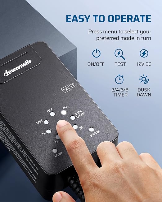 DEWENWILS 60W Low Voltage Transformer, 120V AC to 12V DC, Dusk to Dawn Sensor & Countdown Timer, Weatherproof Low Voltage Landscape Transformer for Spotlight, Garden Light, Pathway Light