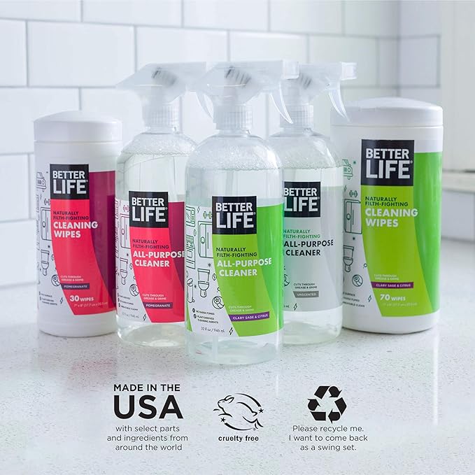 Nettoyant tout usage Better Life – Spray nettoyant multi-usages pour la maison et la cuisine, pour le verre, les plans de travail, les appareils ménagers, les tissus d'ameublement – Spray nettoyant multi-surfaces – Cassis et agrumes, 946 ml (lot de 2)