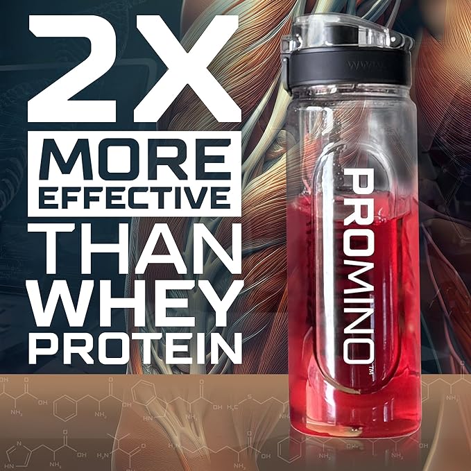 Promino® Essential Amino Acid Muscle Drink – 2X More Effective Than Whey – NSF Certified for Sport – Sugar-Free Recovery Fuel – Raspberry, 30 Servings