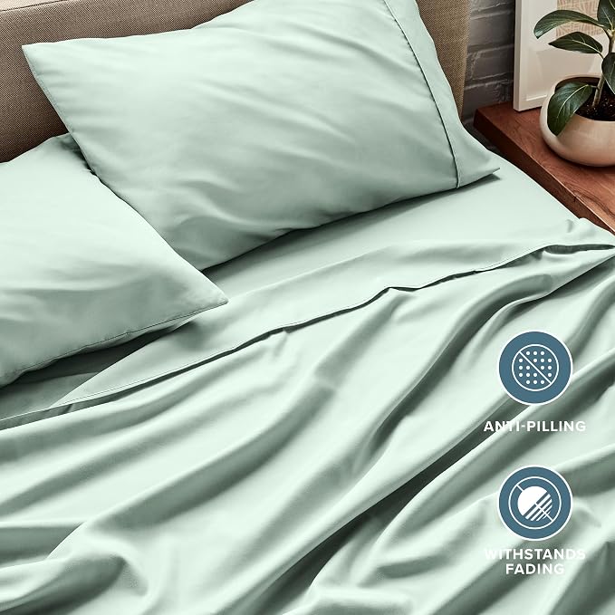 Bare Home King Sheet Set - 1800 Ultra-Soft Microfiber King Bed Sheets - Double Brushed - Deep Pockets - Easy Fit - 4 Piece Set - Bedding Sheets & Pillowcases (King, Spring Mint)