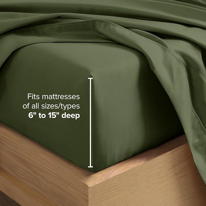 Bare Home Twin XL Sheet Set - 1800 Ultra-Soft Microfiber Twin Extra Long Bed Sheets - Double Brushed - Deep Pockets - Easy Fit - 3 Piece Set - Bedding Sheets & Pillowcases (Twin XL, Cypress)