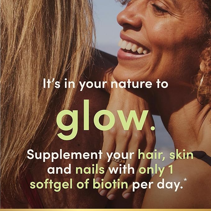 Nature's Bounty Biotin Hair Skin and Nails Vitamins, Supports Healthy Hair, Skin and Nails, 10,000 mcg, 120 Softgels (Pack of 2)