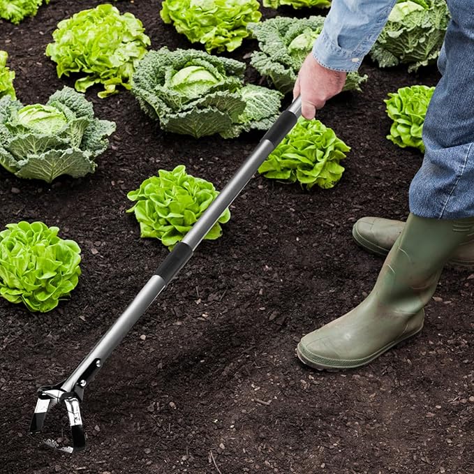 Walensee Action Hoe for Weeding Stirrup Hoe Tools for Garden with Adjustable 36-66 Inch Scuffle Loop Hoe Gardening Weeder Cultivator Durable Handle Weeding Rake with Cushioned Grip