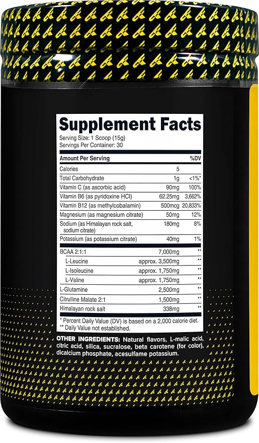 Primaforce BCAA Powder (Pineapple Mango) 30 Servings Per Container - 2:1:1 BCAAs, Post-Workout Recovery Drink with Amino Acids and Real Salt for Men & Women