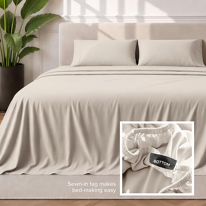 Bare Home Queen Sheet Set - 1800 Ultra-Soft Microfiber Queen Bed Sheets - Double Brushed - Deep Pockets - Easy Fit - 4 Piece Set - Bedding Sheets & Pillowcases (Queen, Wheat)