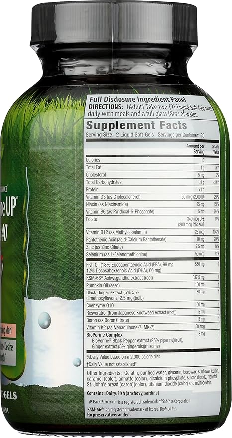 Irwin Naturals Energy '&' Endurance Testosterone Up Men Over 40 60 Sgels