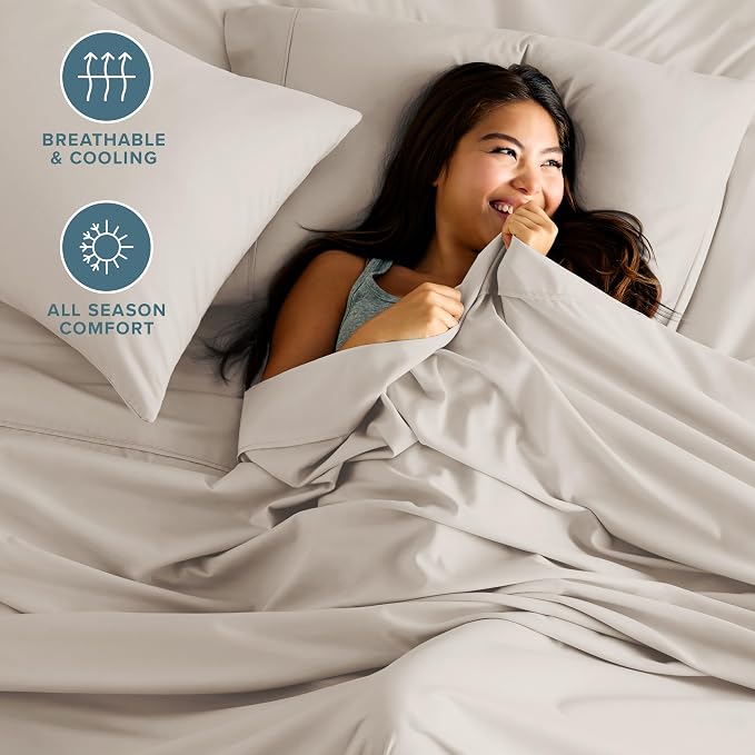 Bare Home Full XL Sheet Set - 1800 Ultra-Soft Microfiber Full Extra Long Bed Sheets - Double Brushed - Deep Pockets - Easy Fit - 4 Piece Set - Bedding Sheets & Pillowcases (Full XL, Wheat)