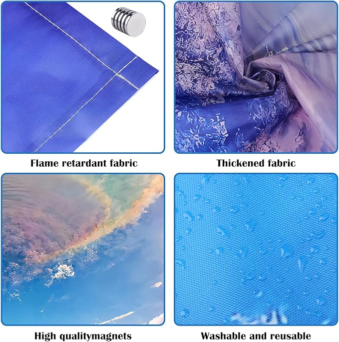 ANGSYLTH 8 Pcs Fluorescent Light Covers - 4 x 2 Feet Covers for Ceiling Lights, 8 x 10 Magnetic Light Filters for Classroom, Office, Hospitals (Blue Sky - Rainbow)