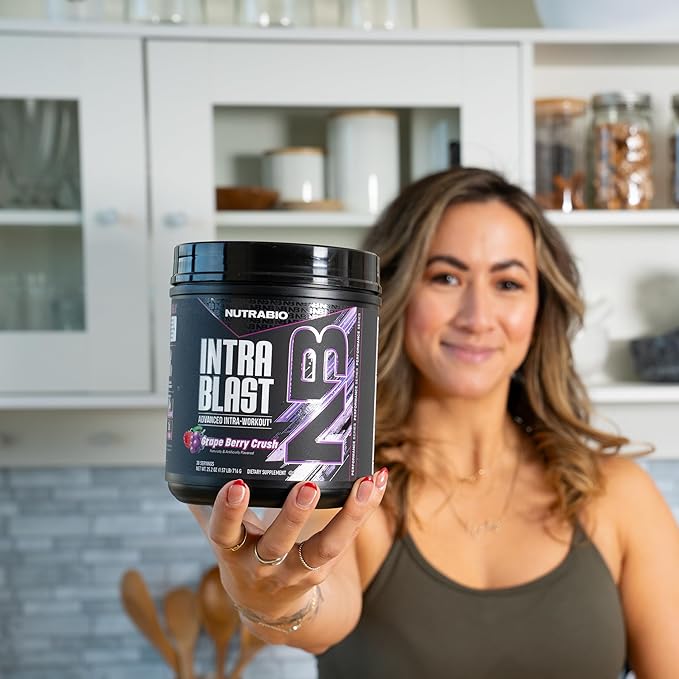 NutraBio Intra Blast Bcaa Powder Amino Acid Supplement, Electrolyte & Hydration Blend, Intra, Pre Workout & Muscle Recovery, 20g Eaa Amino Acids Powder, 5g Glutamine- Grape Berry Crush, 30 Serving