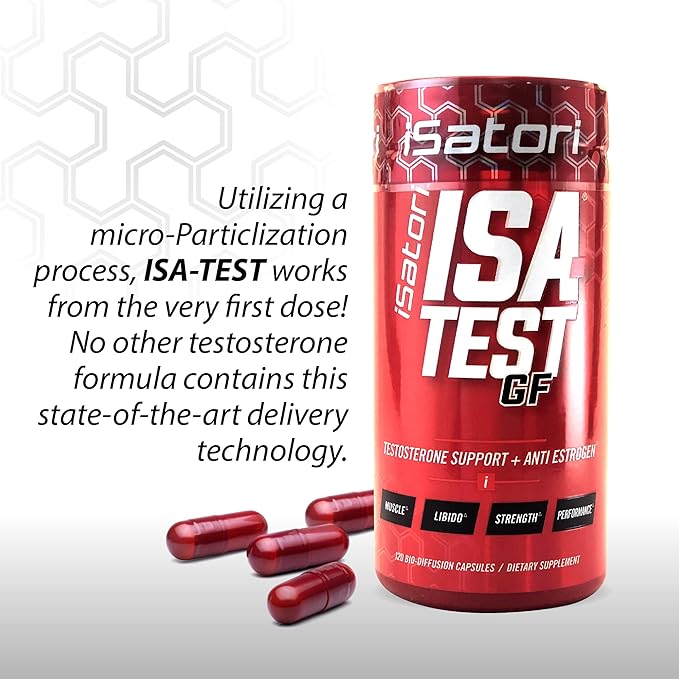 iSatori ISA-Test GF High Performance - Gain Strength and Increase Muscle Mass - Hardcore Training for Exercise and Sports - Gluten-Free Anti-Estrogen Complex - 120 Capsules