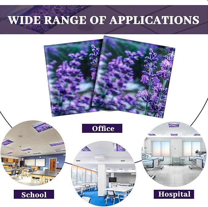 Hortsun 12 Pcs Fluorescent Light Covers Bulk, 4 x 2 ft Magnetic Fluorescent Drop Ceiling Lighting Covers Light Filter Shade for Home, Office, Hospital, School Classroom Decoration(Lavender)