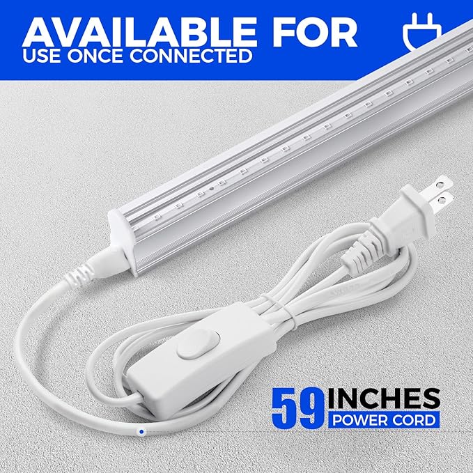 Barrina UV LED Blacklight Bar, 9W 2ft, T5 Integrated Bulb, Black Light Fixture for Blacklight Poster Halloween Decorations and Christmas Party, Fun Atmosphere with Built-in ON/Off Switch(4-Pack)