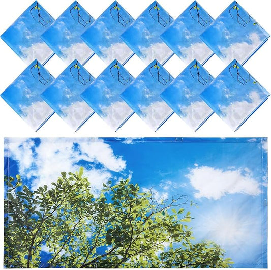 Hortsun 12 Pcs Fluorescent Light Covers Bulk, 4 x 2 ft Magnetic Fluorescent Drop Ceiling Lighting Covers Light Filter Shade for Home, Office, Hospital, School Classroom Decoration(Sky and Leaves)
