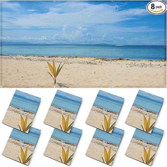 ANGSYLTH 8 Pcs Fluorescent Light Covers - 4 x 2 Feet Covers for Ceiling Lights, 8 x 10 Magnetic Light Filters for Classroom, Office, Hospitals (Summer - Beach)
