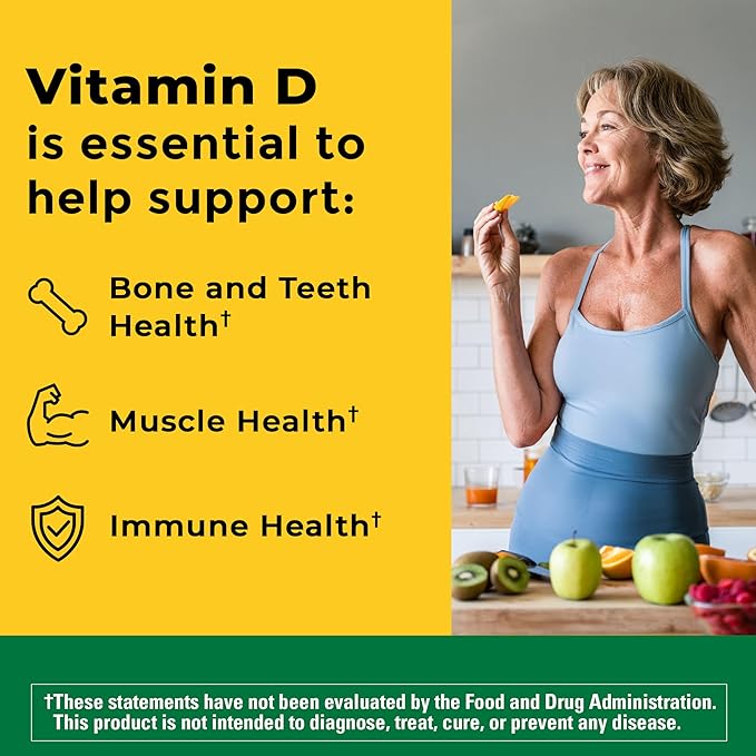Nature Made Vitamine D3 2000 UI (50 µg), Complément de Vitamine D pour le Soutien de la Santé des Os, des Dents, des Muscles et du Système Immunitaire, 90 Gélules, Approvisionnement de 90 Jours