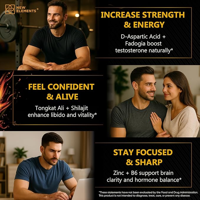 Natural Testosterone Booster Supplement for Men – Test Booster with Tongkat Ali, Fadogia Agrestis, Shilajit, Ashwagandha, Ginseng, Tribulus, Boron, DAA, L-Citrulline, D3 K2, Zinc & Magnesium