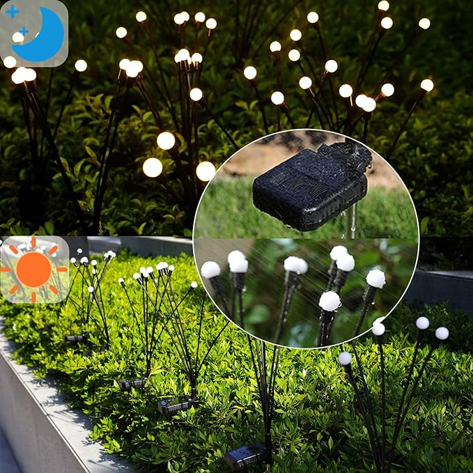 ZFNN Solar Garden Lights Outdoor, 4 Pack Firefly Swaying Lights, Waterproof Garden Decor for Yard Patio Pathway Lawn, Gardening Gifts for Women Christmas Decoration