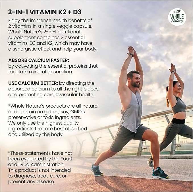 Vitamine K2 D3 avec BioPerine - 5000 UI D3 + K2 MK-7 pour la santé des os et du cœur - 60 capsules végétaliennes