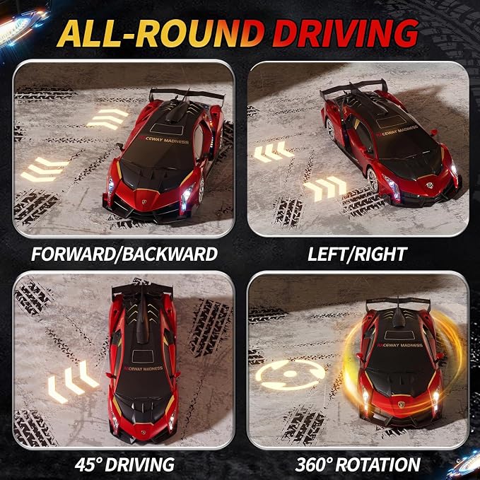 1:10 Big Size Transform RC Car, Gesture Sensing Transformation 2.4GHz Remote Control Car, One Button Deformation to Robot with Lights, Transforming Toy Cars Gift for Kids Age 8-12 Years Old Boys(Red)