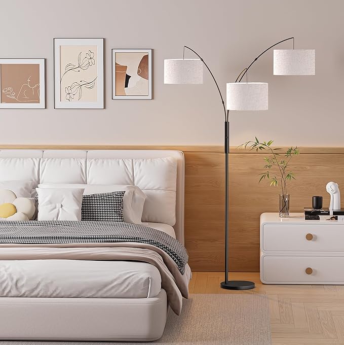 SIBRILLE 27W Floor Lamps for Living Room - Super Bright Dimmable Tree Floor Lamp, Modern Standing Lamp with Remote & Touch Control, 3 Lights Tall Lamp for Living Room Corner, Bedroom, Office