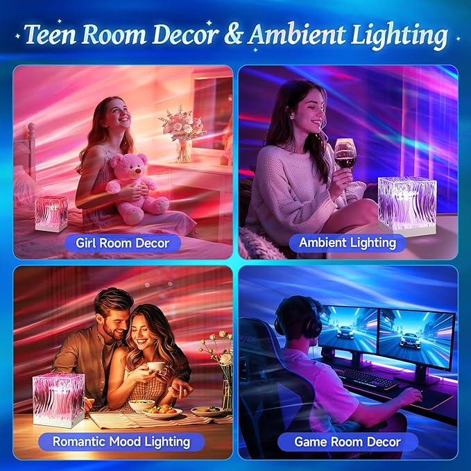Mubarek Northern Lights for Bedroom,15 White Noise + Bluetooth Galaxy Light Projector,RGB Multi-Color Lamps for Night Stands Home Decor Living Room Night Light for Kids Gifts for Teen Girls