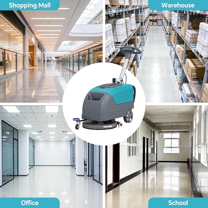 C5 16" Walk-Behind Commercial Floor Scrubber Machine, 500W Motor | 11 Gal Recovery Tank | 24" Suction Width | Brush Speed 200 RPM | 24,000 Sqft/h Coverage | Complete Set of Parts