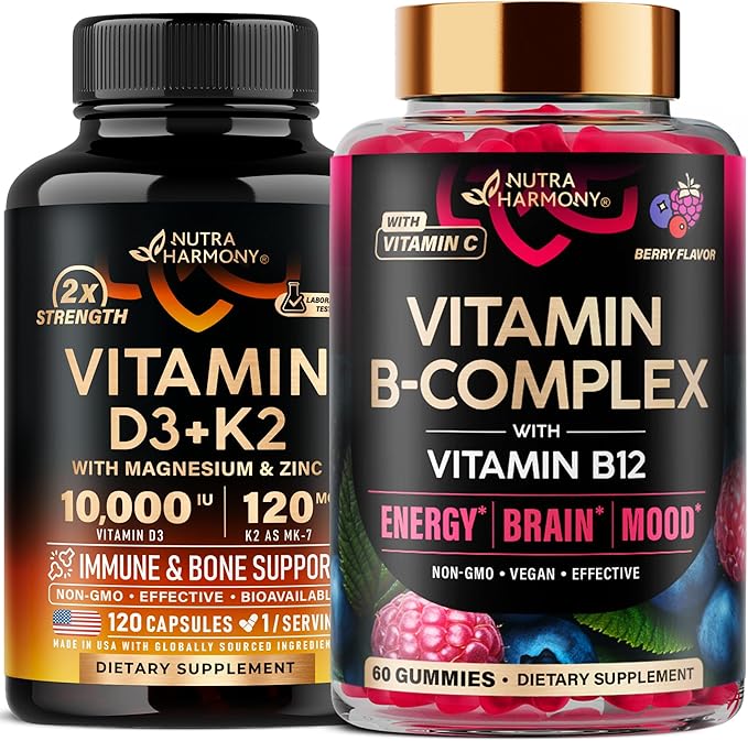 Gélules de Vitamine D3 K2 et Gommes de Vitamines B-Complex NUTRAHARMONY