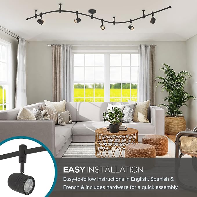 Catalina Lighting 96" Track Ceiling Light, Oil Rubbed Bronze, Transitional 5-Light LED Flex Track, Bulb Included, for Kitchen, Living Room, Home Lighting